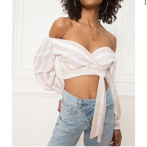Superdown Stripe Wrap Top
